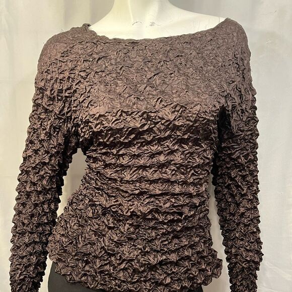 Brown Y2K Popcorn Stretchy Top - Picture 12 of 13